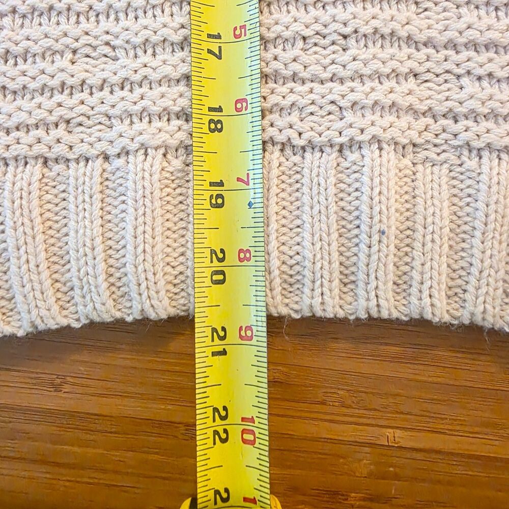 Saltwater Luxe Sweater Cable Knit Tan Boho Cropped Oversized Beach Neutral M - Picture 7 of 7
